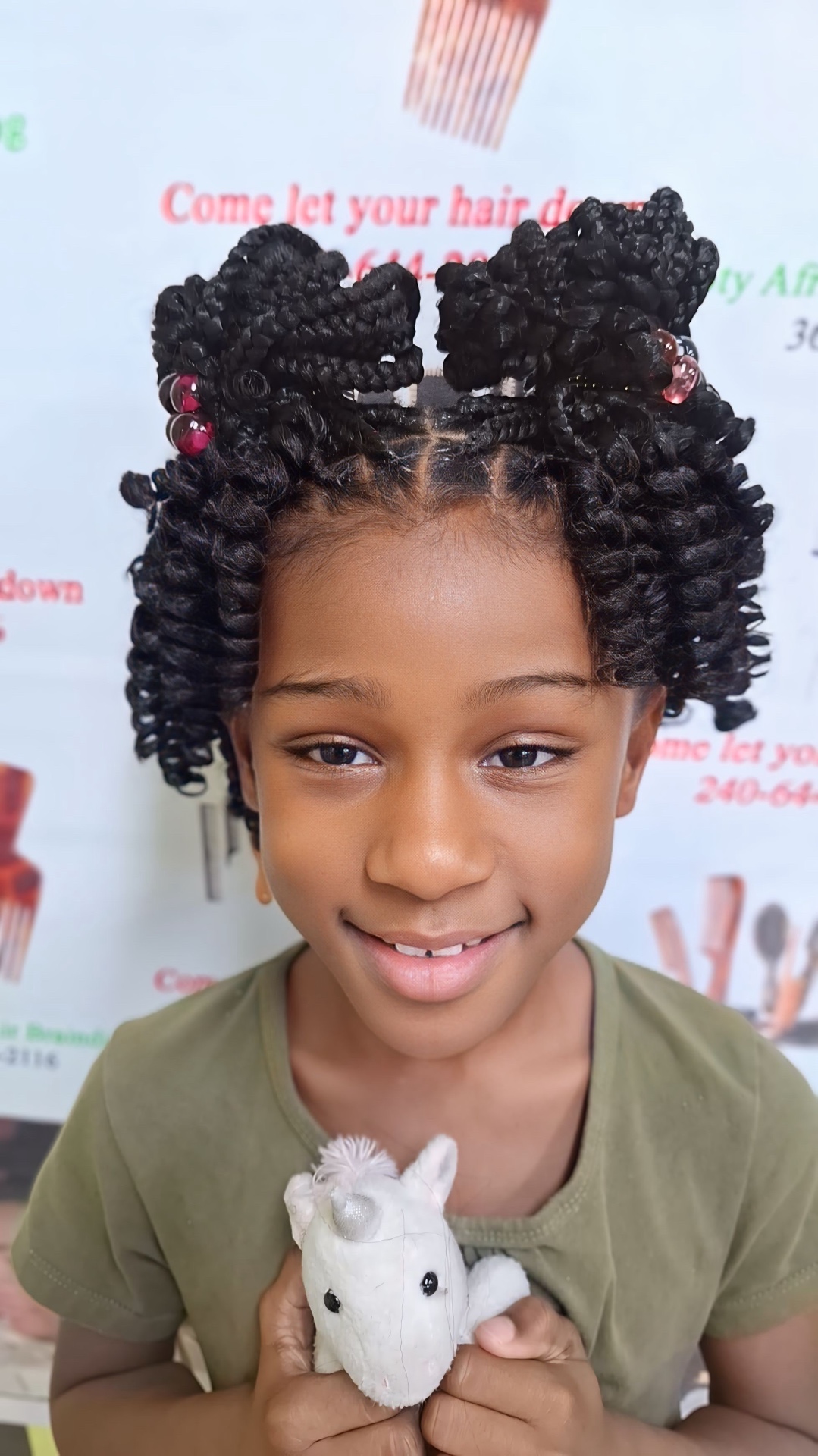 Beaded Curly Bantu Puffs
