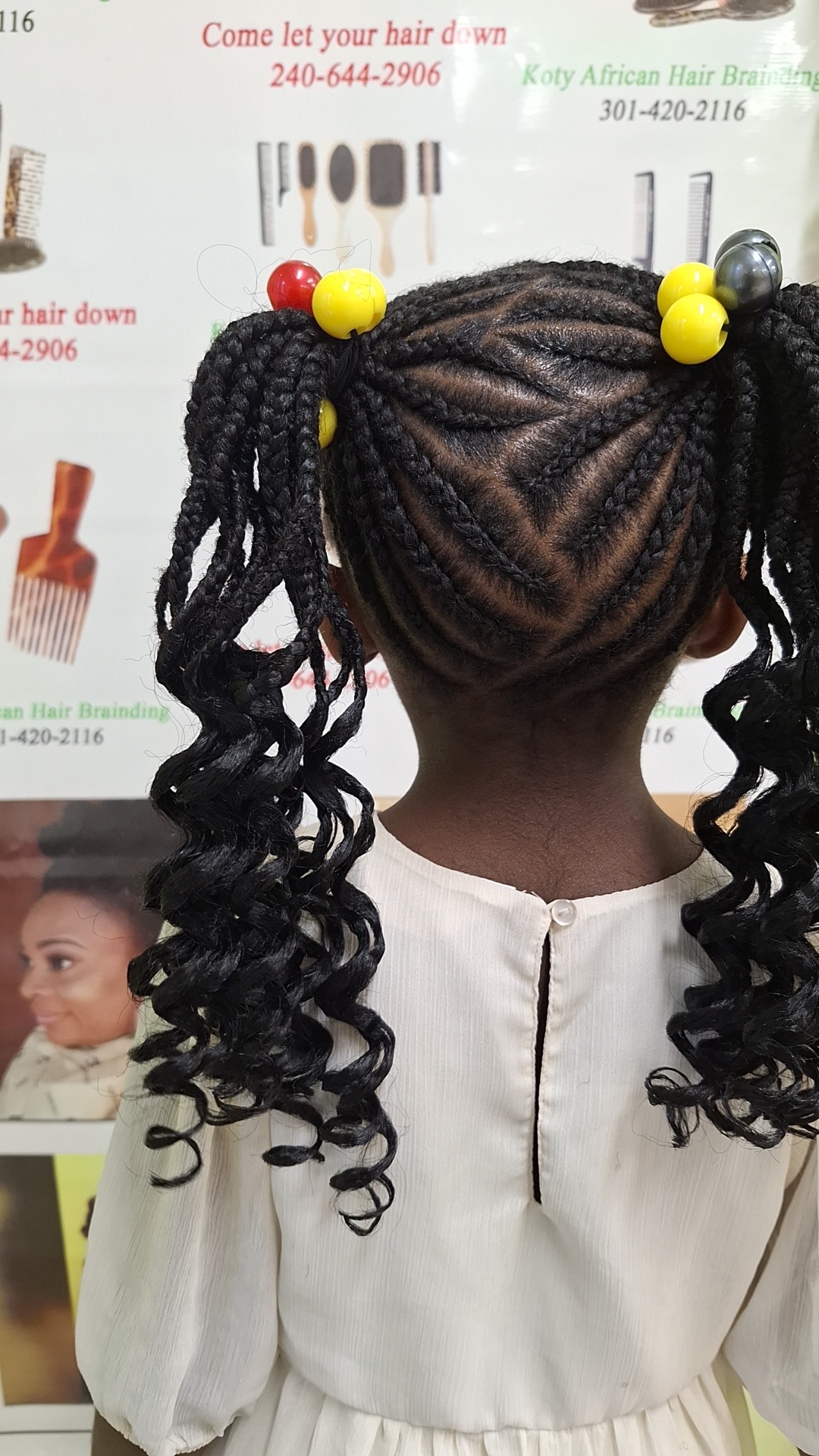 Cornrow Pigtails with Curls